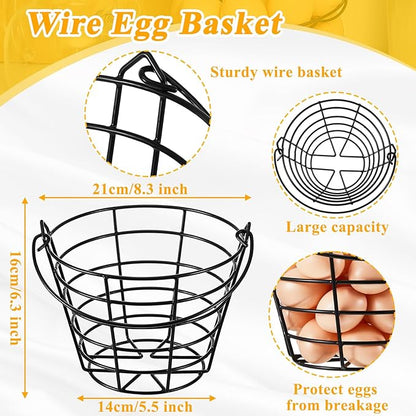 Zubebe 2 Pcs Egg Basket Storage, Spiral Fresh Egg Collecting Holder Countertop Metal Wire Rack Functional Dispenser for Kitchen Display(14.6'', Storage Basket Style)
