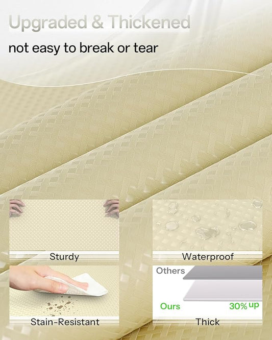 Shelf and Drawer Liner for Kitchen Cabinet, Non-Adhesive 24in x 360in Waterproof Contact Paper Refrigerator Liners Thickened Durable EVA Material Non Slip Mat for Dresser Cupboard Pantry Protector