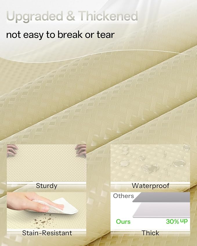 Shelf and Drawer Liner for Kitchen Cabinet, Non-Adhesive 18in x 360in Waterproof Contact Paper Refrigerator Liners Thickened Durable EVA Material Non Slip Mat for Dresser Cupboard Pantry Protector