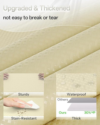 Shelf and Drawer Liner for Kitchen Cabinet, Non-Adhesive 18in x 360in Waterproof Contact Paper Refrigerator Liners Thickened Durable EVA Material Non Slip Mat for Dresser Cupboard Pantry Protector