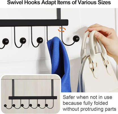 TOPIA HANGER Over The Door Hooks for Hanging, Towel Hooks Towel Racks for Bathroom, Coat Hooks Coat Rack Over The Door Organizer Hanging, Wooden Door Hangers for Coat Towel Hat Purse CT71B