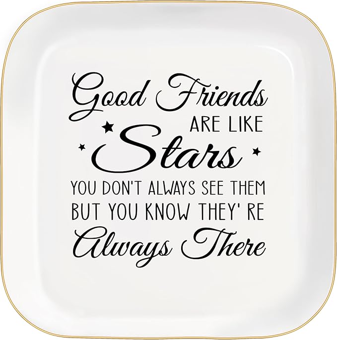 MQPPKJ Friend Gifts Trinket Dish for Women, Unique Friendship Gifts, Good Friends are Like Stars Ceramic Ring Dish Jewelry Tray for Birthday Christmas Gift for Mom, Sister, Best Friends (Best Friend)