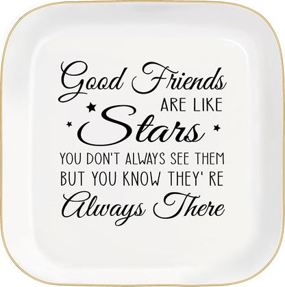 MQPPKJ Friend Gifts Trinket Dish for Women, Unique Friendship Gifts, Good Friends are Like Stars Ceramic Ring Dish Jewelry Tray for Birthday Christmas Gift for Mom, Sister, Best Friends (Best Friend)