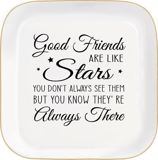 MQPPKJ Friend Gifts Trinket Dish for Women, Unique Friendship Gifts, Good Friends are Like Stars Ceramic Ring Dish Jewelry Tray for Birthday Christmas Gift for Mom, Sister, Best Friends (Best Friend)