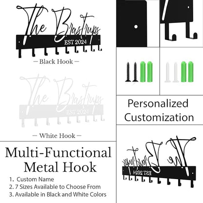 Personalized Metal Key Rack Hooks, Key Holder Wall Mounted Key Hooks, Name Theme Wall Decoration Hooks, Key Hanger Organizer for Living Room, Entryway, Bathroom, Office Decor(Above)
