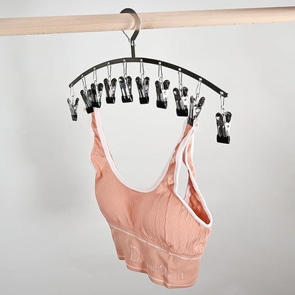 Legging Organizer for Closet,2 Pack Drying Rack with 20 Clips,Metal Yoga Pants Hangers,Windproof Clothes Hangers for Socks,Bras,Baby Clothes,Underwear-Space Saving,Indoor Outdoor Use (Pink)