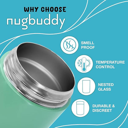 Airtight Storage Container - Vacuum Sealed Insulated w Nested Glass Jar - UV Protection, Temperature Controlled Stainless - Stays Fresh - Whiteboard Finish w Marker Included - 300 ml (3/4 Oz)