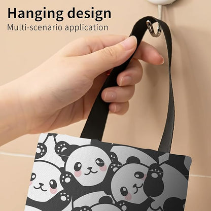 Plastic Bag Holder, Wall Mount Grocery Bag Organizer, Funny Hanging Trash Bag Storage Dispenser for Home Kitchen Cute Panda