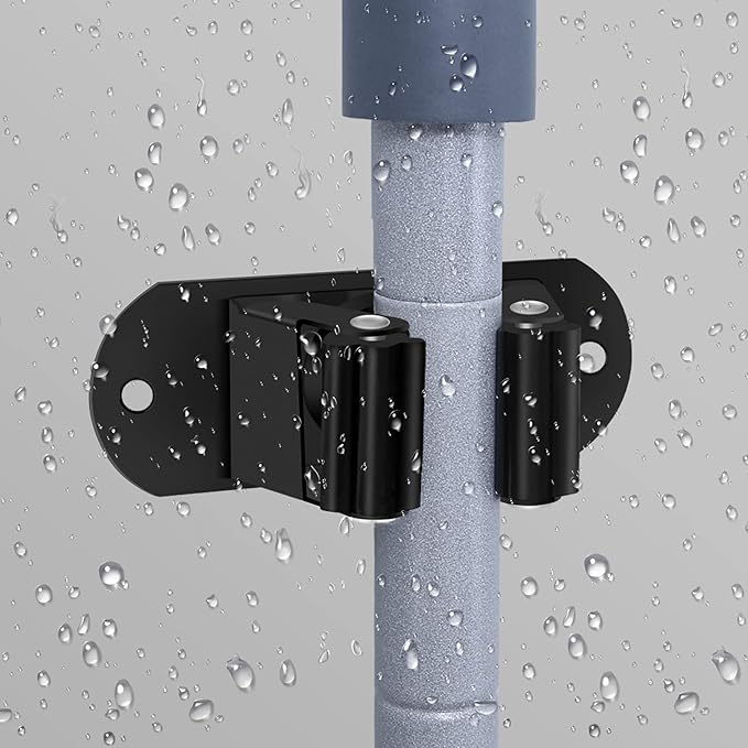 Mop and Broom Holder Wall Mount Heavy Duty Stainless Steel Wall Mounted Broom Organizer Laundry Room Home Garden Garage Storage and Organization Rack (Black)