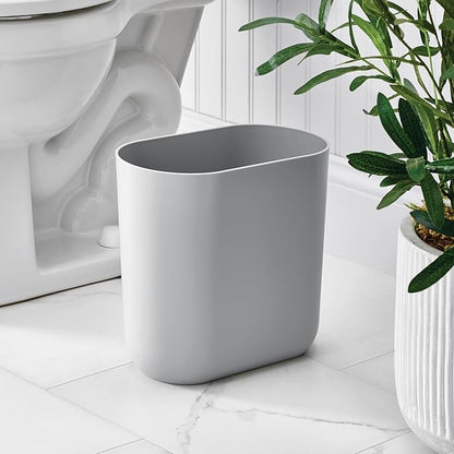 iDesign Small Slim Plastic Bathroom Trash Can, Garbage Can for Bedroom, Office, Desk, Dorm, 2-Pack, Gray