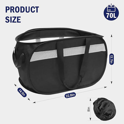 Collapsible Laundry Baskets, Foldable Tear Proof Pop Up Hamper with Reinforced Carry Handles, Durable Laundry Hamper for Home, Laundry, Bathroom, Dorm or Travel (Black, 2 Pack)