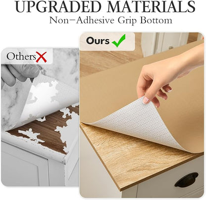 Beautysaid Shelf and Drawer Liner for Kitchen Cabinet, Non Adhesive Non Slip Shelf Paper Waterproof Washable Thickened for Dresser Pantry Shelve Bathroom Protector Liner(Beige,12 in x 20FT)