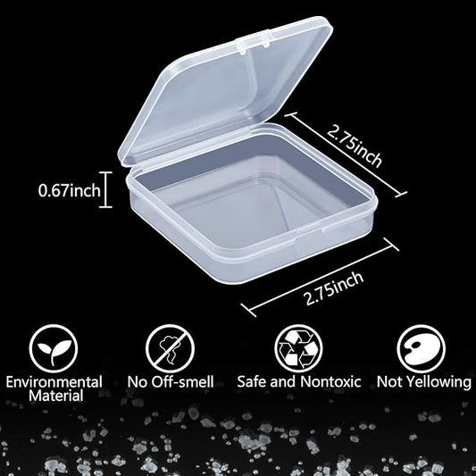 SATINIOR 24 Packs Small Clear Plastic Beads Storage Containers Box with Hinged Lid for Storage of Small Items, Crafts, Jewelry, Hardware (2.76 x 2.76 x 0.67 Inches)