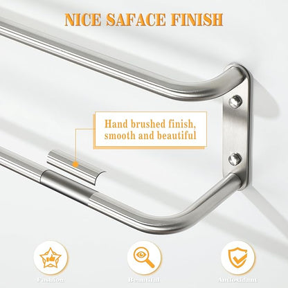 Alise Double Towel Bar,16 Inch Towel Racks for Bathroom, SUS304 Stainless Steel Towel Bar for Bathroom Wall,Quick Drying Bathroom Towel Holder Bath Towel Hanger,Brushed Nickel