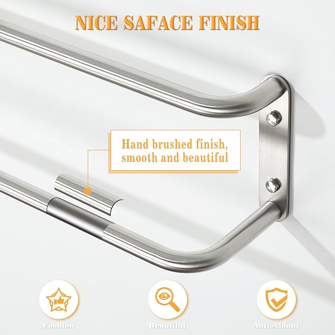 Alise Double Towel Bar,32 Inch Towel Racks for Bathroom, SUS304 Stainless Steel Towel Bar for Bathroom Wall,Quick Drying Bathroom Towel Holder,Long Bath Towel Hanger,Brushed Nickel