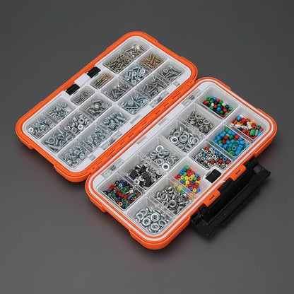 Small Parts Organizer with Dividers, 30-Compartments Hardware Tool Storage Box, Waterproof Seal & Locking Parts Organizers Case for Nail Screws, Nuts, Bolts, Orange