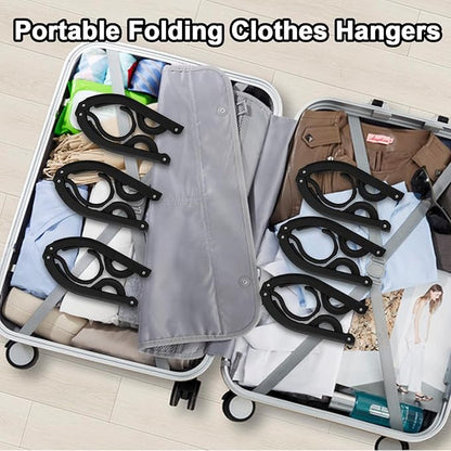 24 PCS Travel Hangers,Portable Folding Clothes Hangers,Clothes Hangers with Clotheslines,Foldable Clothes Drying Rack for Travel,Plastic Foldable Non Slip Clothing Hangers