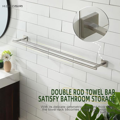 KOKOSIRI Towel Holder Bath Towel Bar with Two Rails for Bathroom Kitchen Towel Racks 36 Inch Brushed Nickel Stainless Steel B5005BR-L36