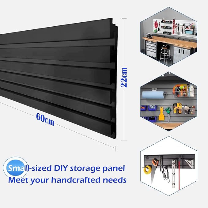 Single Slat Wall Panel (24"x9") - Small PVC Board for DIY Workshop, Bedroom Storage, No Hooks Included. The Slats are only about an inch apart, PVC slate wall panels for Storage (Small-sized, 24"×9")