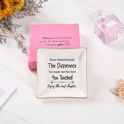 Spegiffu Retirement Gifts for Women Coworker Leaving Gifts Going Away Gift Retirement Gift Jewelry Dish for Friends Retired Teachers Nurses Doctor Boss Goodbye Farewell Gifts for Coworkers New Job