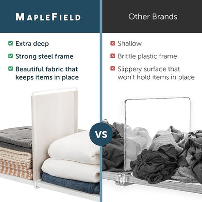 Maplefield Fabric Shelf Dividers - Versatile Towel Organizer for Closet - Dividers for Sweaters on Shelves - Slide-On Setup for Closet Organization - Pack of 4, 12 x 9.5 in