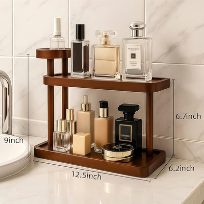 Piegricdiat Bathroom Countertop Organizer,Vanity Organizer and Storage for Cosmetic Skincare Perfume, Ideal Storage Solution for Perfumes, Cosmetics, Spices, Handmade Toys, Office Supplies. (Brown)