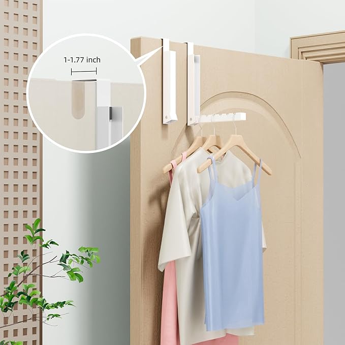 WLCSNG 2 Pack Over The Door Hanger, Folding Over The Door Drying Rack for Laundry, Door Hanger for Clothing, Over The Door Hooks, Door Clothes Drying Rack,Portable Compact & Travel-Ready,White