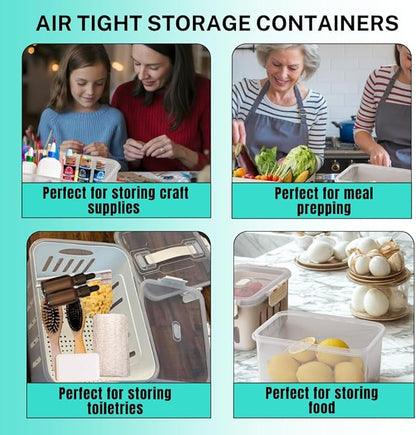 DAZZLEREE Fruit Containers for Fridge Keep Fresh, 5-Pack Produce Containers for Fridge with Lids, Meal Prep Containers, Food Organizer with Removable Colander, Microwave & Dishwasher Safe (White)