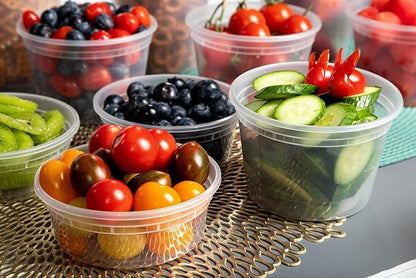 Deli Food Storage Containers with Lids 24 Sets 16oz - Clear Disposable Meal Prep, Microwave Plastic Containers with Lids, BPA Free, Stackable, Leakproof, Reusable Deli Containers, Freezer Safe