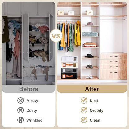 uxcell 4 Pack Bed Sheet Organizers and Storage with PU Handle, Foldable Bedding Duvet Cover Set Organizer Storage Closet and Under Bed Storage Containers, Beige