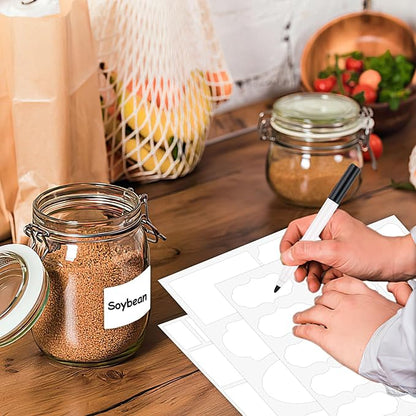 273 Pcs Labels for Jars, Waterproof Reusable Chalkboard Labels for Food Containers, Bottles, Blackboard Stickers with 1 Erasable Chalk Marker (White)