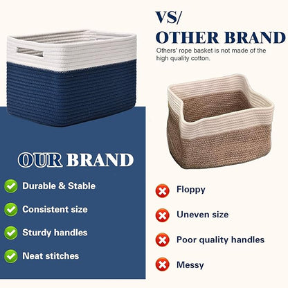 Storage Baskets for Organizing, 4 Pack Storage Baskets for Shelves, Woven Basket for Shelves, Closet Organization, Rectangle Organizer Basket Gifts Empty, 13"Lx8.7"Wx7.9"H Decorative Bins with Handles