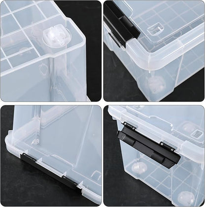 Minekkyes 22 Quart Stackable Plastic Storage Bins with Lids and Latching Buckles, 4 Pack Tubs Boxes Organizing, Clear