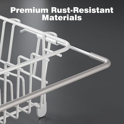 jouzevic Dish Drying Rack in Sink: Expandable, 3-Slot Utensil Holder, Anti-Slip Handle. Small Dish Rack: Ideal for Small Households. Kitchen Drying Rack: White