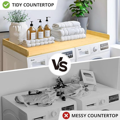 Washer Dryer Countertop, 27.5" x 54" Bamboo Washer and Dryer Countertop for Laundry Room Organization(Natural)