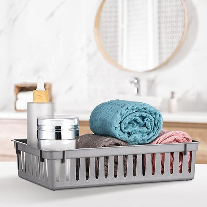 Wenqik Set of 12 Plastic Baskets for Organizing 10.24 x 6.5 x 2.36 Inch Rectangular Trays Plastic Organizer Bins Rectangle for Desk Organization(Grey)