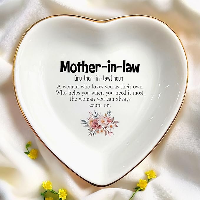 Wedding Ring Dish Jewelry Trinket Tray for Mother-in-law,Bridesmaid,Mother of the Bride/Groom-Engagement,Bridal Shower,Bachelorette Gifts for Couples,Mr. Mrs. (Mother-in-law 1)