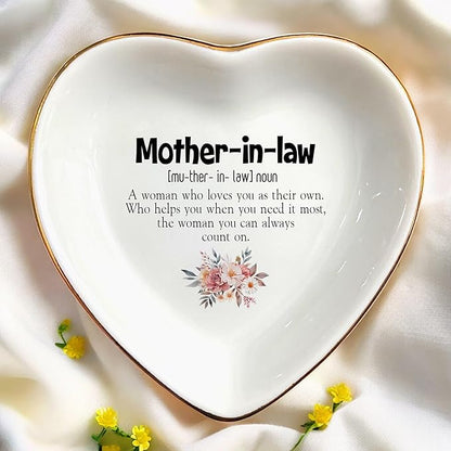 Wedding Ring Dish Jewelry Trinket Tray for Mother-in-law,Bridesmaid,Mother of the Bride/Groom-Engagement,Bridal Shower,Bachelorette Gifts for Couples,Mr. Mrs. (Mother-in-law 1)