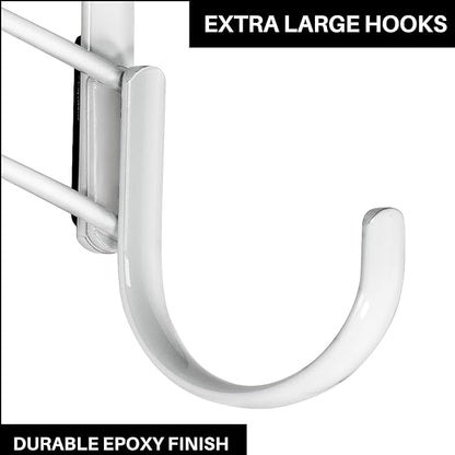 LYNK Professional® Home™ Over Door Hooks Rack - 9 Hook Over Door Hanger - Over Door Towel Rack - Hanging Towels or Clothes - Bathroom, Bedroom or Laundry Room - Lifetime Ltd. Warranty - White