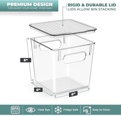 Sorbus Small Plastic Storage Bins (4 Pack) – Clear Bins for Kitchen, Pantry, Fridge, Cabinet, and Refrigerator – Stackable Storage Containers for Home Organization