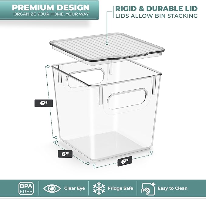 Sorbus Small Clear Plastic Storage Bins with Lids, Clear Stackable Storage Bins, Laundry Room Organizer Bins, Office, Classroom, Playroom, Bathroom, Laundry Room Organization and Storage (4 Pack)