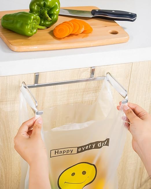 YQh Garbage Bag Holder Stainless Steel for Kitchen Cabinet Doors and Walls (Open-top Style)