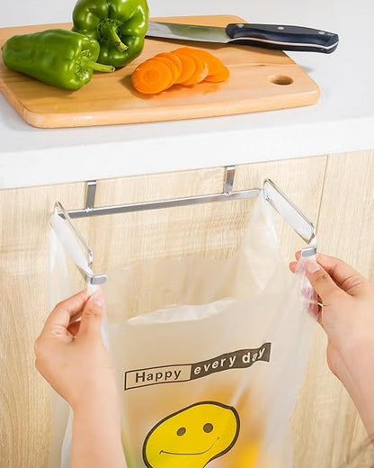 YQh Garbage Bag Holder Stainless Steel for Kitchen Cabinet Doors and Walls (Open-top Style)