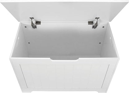 30 inches Kids Wooden Toy Chest Storage Space with 2 Safety Hinge Modern Decorative Toys Bench Box for Playroom Bedroom Living Room (White)