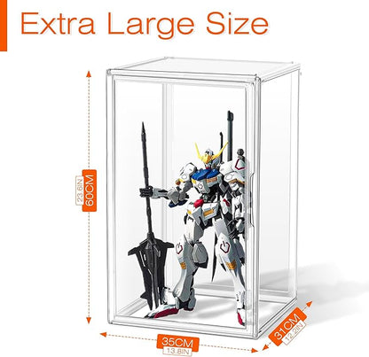 DAYOOH 1 Pack Extra XXXXX-Large 13.8”x 12.2”x 23.6" Acrylic Display Case Long Tall Boot Shoe Storage Box Clear Giant Figure Collection Showcase with Magnetic Lid