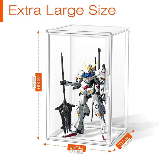 DAYOOH 1 Pack Extra XXXXX-Large 13.8”x 12.2”x 23.6" Acrylic Display Case Long Tall Boot Shoe Storage Box Clear Giant Figure Collection Showcase with Magnetic Lid