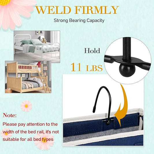Ozzptuu Bedside Storage Caddy/Bedside Hanging Storage Bag for Headboards Bunk Beds Dorm Rooms Book Phone Magazine Holder (Navy Blue)