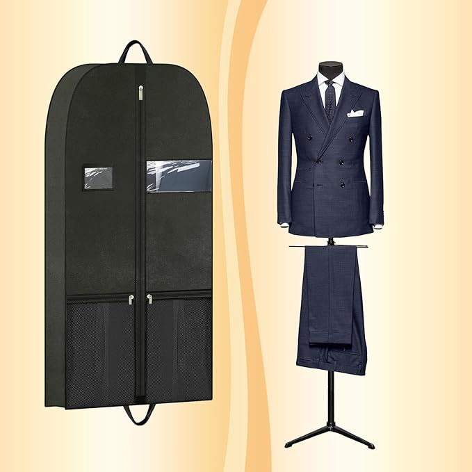 43" Garment Bags for Closet Storage and Travel, Gusseted Hanging Garment Bags for Men Women with Pockets Handles and Zipper, Suit Cover Bags for Clothes, Suits, Dress, Shirts, Coats, Jackets, 2 Pack