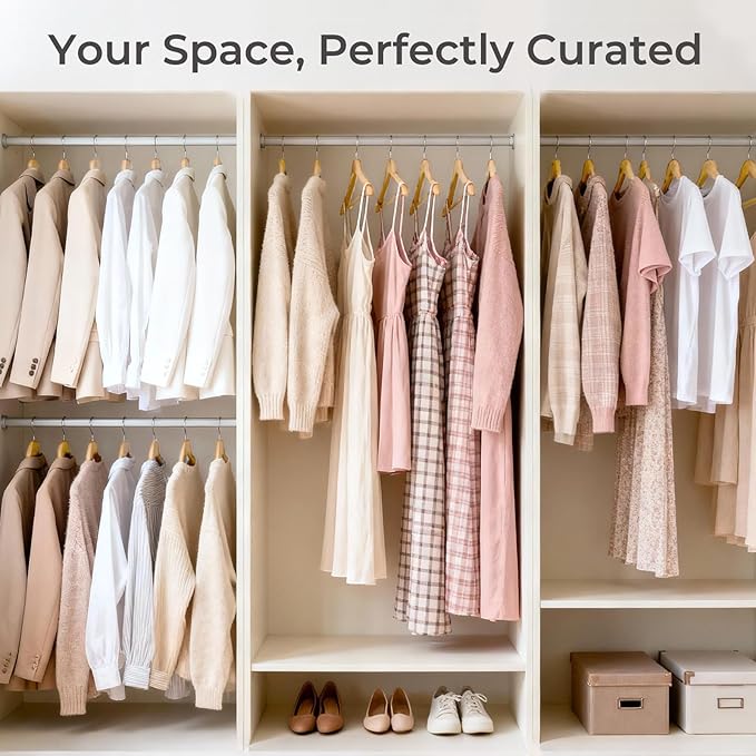 HOUSE DAY Premium Wooden Coat Hangers 10 Pack, Heavy Duty Solid Wood Clothes Hangers with 360° Swivel Hook & Pant Bar for Jackets, Dress, Shirts, Natural Wood Suit Hanger for Closet Organizer