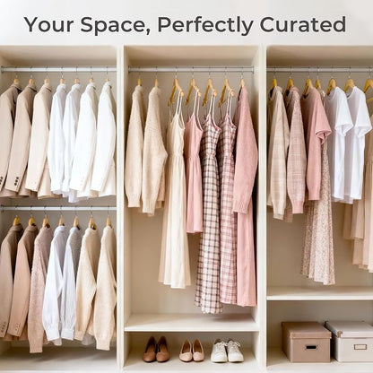 HOUSE DAY Premium Wooden Coat Hangers 20 Pack, Heavy Duty Solid Wood Clothes Hangers with 360° Swivel Hook & Pant Bar for Jackets, Dress, Shirts, Natural Wood Suit Hanger for Closet Organizer